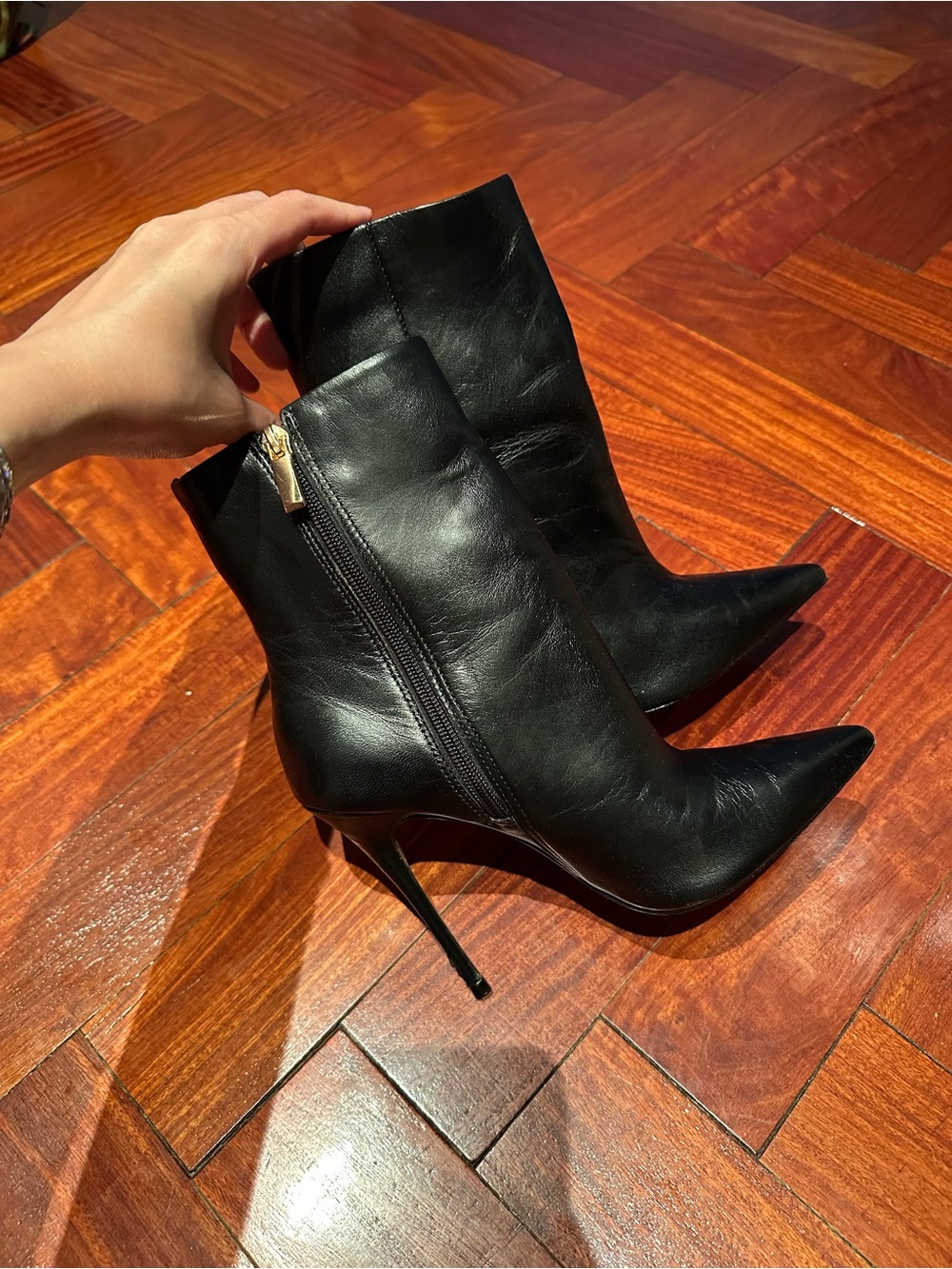 Saks Fifth Avenue Black Pointed Toe Stiletto Ankle Booties